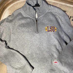 League Mens Medium grey 1/4 zip LSU sweatshirt with pockets